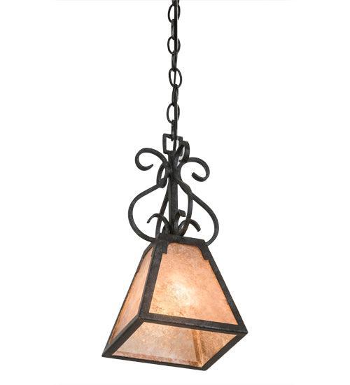 Meyda Lighting Ava 10" Smoke Mini Pendant Light With Silver Mica Shade Glass