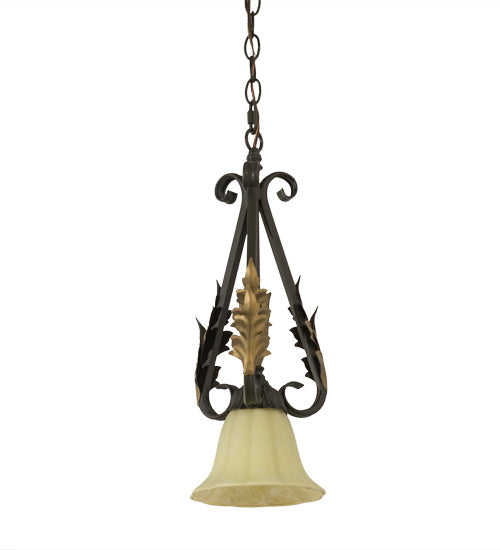 Meyda Lighting Ava 8" Timeless Bronze Mini Pendant Light With Ivory Cloud Shade Glass
