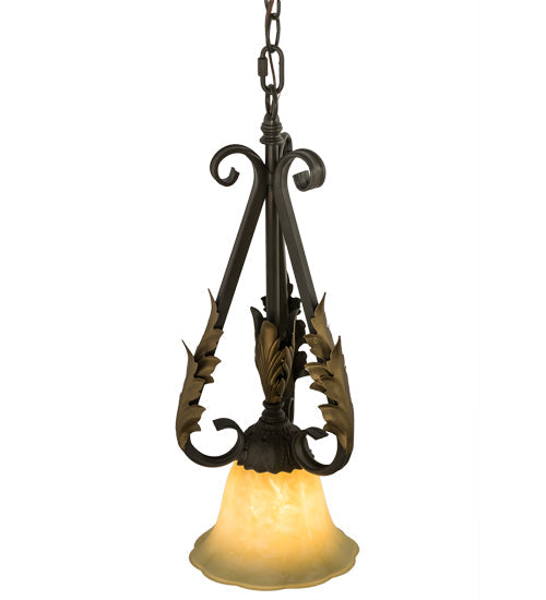 Meyda Lighting Ava 8" Timeless Bronze Mini Pendant Light With Ivory Cloud Shade Glass