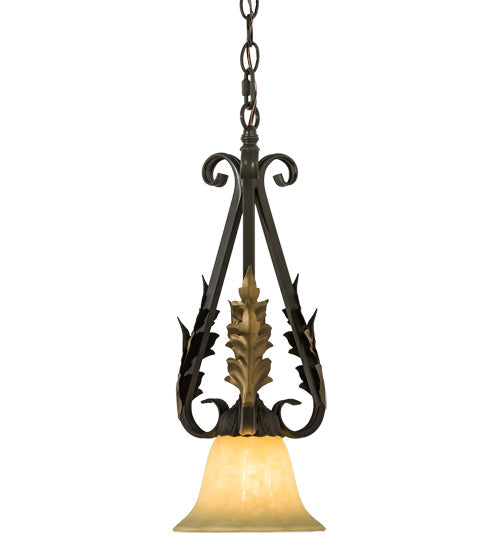 Meyda Lighting Ava 8" Timeless Bronze Mini Pendant Light With Ivory Cloud Shade Glass