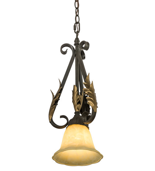 Meyda Lighting Ava 8" Timeless Bronze Mini Pendant Light With Ivory Cloud Shade Glass