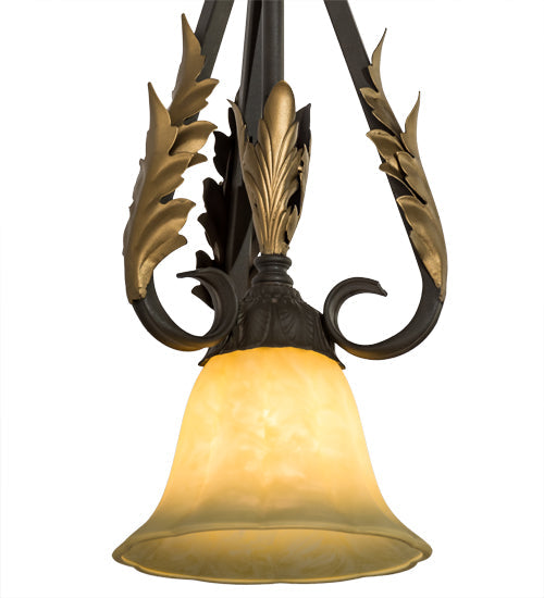 Meyda Lighting Ava 8" Timeless Bronze Mini Pendant Light With Ivory Cloud Shade Glass