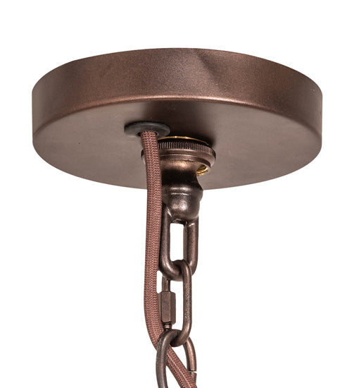 Meyda Lighting Avondale 58" 24-Light 2-Tier Mahogany Bronze Chandelier With Amber Mica Shade Glass