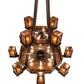Meyda Lighting Avondale 58" 24-Light 2-Tier Mahogany Bronze Chandelier With Amber Mica Shade Glass