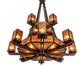 Meyda Lighting Avondale 58" 24-Light 2-Tier Mahogany Bronze Chandelier With Amber Mica Shade Glass