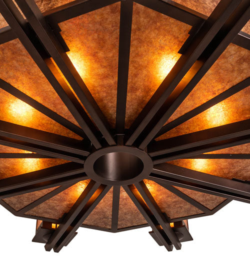 Meyda Lighting Avondale 58" 24-Light 2-Tier Mahogany Bronze Chandelier With Amber Mica Shade Glass