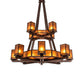 Meyda Lighting Avondale 58" 24-Light 2-Tier Mahogany Bronze Chandelier With Amber Mica Shade Glass