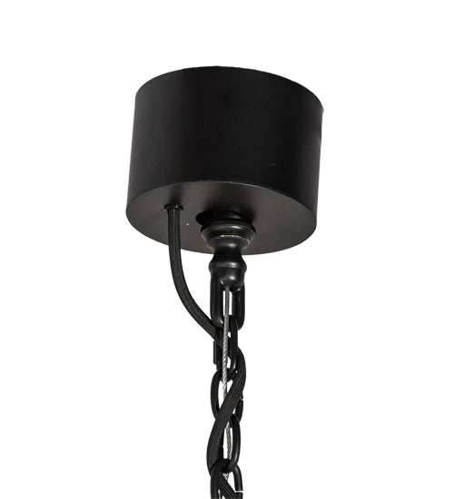 Meyda Lighting Avondale 58" 24-Light 2-Tier Solar Black Chandelier With Silver Mica Shade Glass