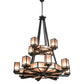 Meyda Lighting Avondale 58" 24-Light 2-Tier Solar Black Chandelier With Silver Mica Shade Glass