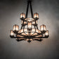 Meyda Lighting Avondale 58" 24-Light 2-Tier Solar Black Chandelier With Silver Mica Shade Glass