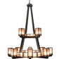 Meyda Lighting Avondale 58" 24-Light 2-Tier Solar Black Chandelier With Silver Mica Shade Glass