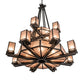 Meyda Lighting Avondale 58" 24-Light 2-Tier Solar Black Chandelier With Silver Mica Shade Glass