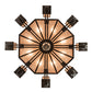 Meyda Lighting Avondale 58" 24-Light 2-Tier Solar Black Chandelier With Silver Mica Shade Glass