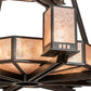 Meyda Lighting Avondale 58" 24-Light 2-Tier Solar Black Chandelier With Silver Mica Shade Glass