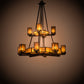 Meyda Lighting Avondale 60" 24-Light 2-Tier Mahogany Bronze Chandelier With Amber Mica Shade Glass