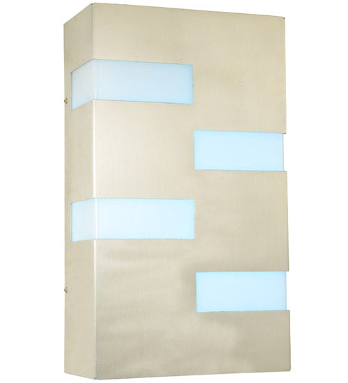 Meyda Lighting AzTech 8" LED Brushed Stainless Wall Sconce With Statuario Idalight Shade Glass