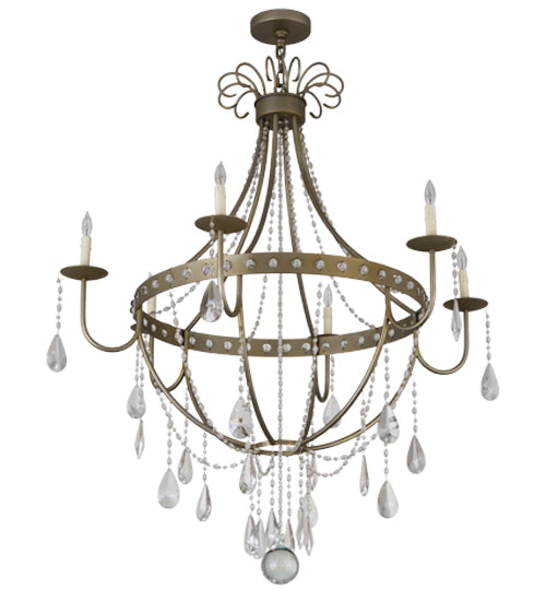 Meyda Lighting Azaleia 42" 6-Light Faux Silver Leaf Chandelier With White Faux Candlelight
