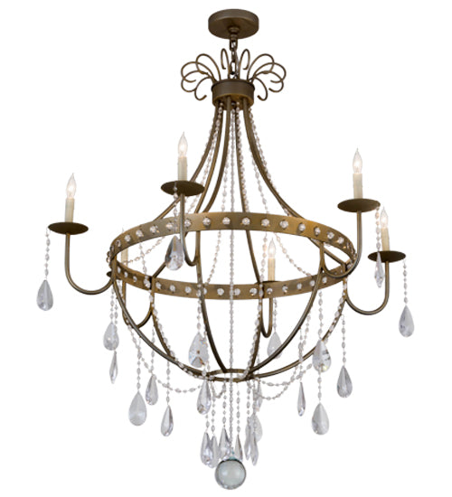 Meyda Lighting Azaleia 42" 6-Light Faux Silver Leaf Chandelier With White Faux Candlelight