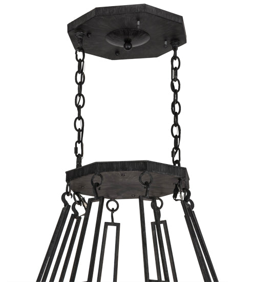 Meyda Lighting Azrael 54" 12-Light Antique Iron Gate Chandelier With Whitestone Idalight Shade Glass