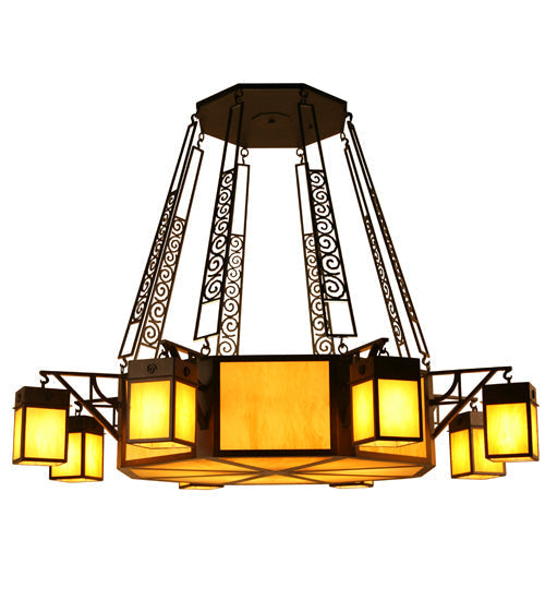 Meyda Lighting Azrael 79" 8-Light Chestnut Chandelier With Tawnryock Idalight Shade