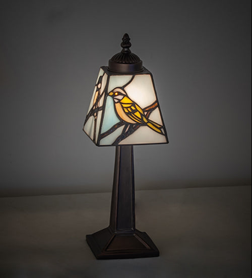 Meyda Lighting Backyard Friends 10" Mini Table Lamp With Multi-Colored Stained Shade Glass