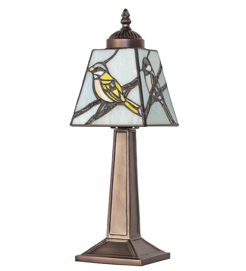 Meyda Lighting Backyard Friends 10" Mini Table Lamp With Multi-Colored Stained Shade Glass