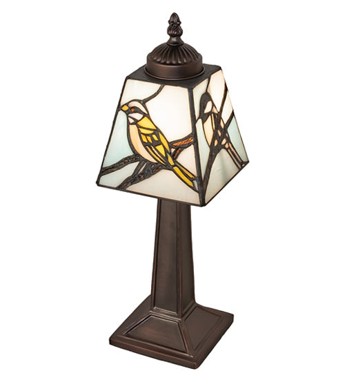 Meyda Lighting Backyard Friends 10" Mini Table Lamp With Multi-Colored Stained Shade Glass