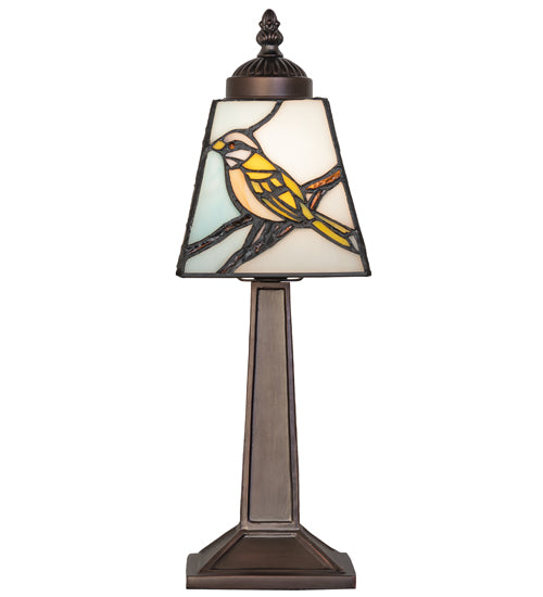 Meyda Lighting Backyard Friends 10" Mini Table Lamp With Multi-Colored Stained Shade Glass