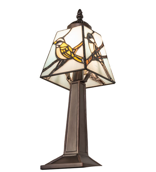 Meyda Lighting Backyard Friends 10" Mini Table Lamp With Multi-Colored Stained Shade Glass