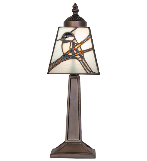 Meyda Lighting Backyard Friends 10" Mini Table Lamp With Multi-Colored Stained Shade Glass