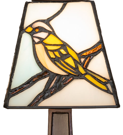 Meyda Lighting Backyard Friends 10" Mini Table Lamp With Multi-Colored Stained Shade Glass