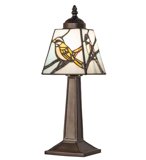 Meyda Lighting Backyard Friends 10" Mini Table Lamp With Multi-Colored Stained Shade Glass