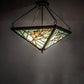 Meyda Lighting Backyard Friends 21"Sq 4-Light Antique Copper Semi-flush Mount Light With Blue & Beige Stained Shade Glass
