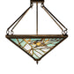 Meyda Lighting Backyard Friends 21"Sq 4-Light Antique Copper Semi-flush Mount Light With Blue & Beige Stained Shade Glass
