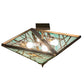 Meyda Lighting Backyard Friends 226784 21"Sq 4-Light Antique Copper Semi-flush Mount Light With Blue & Beige Stained Shade Glass