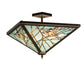 Meyda Lighting Backyard Friends 226784 21"Sq 4-Light Antique Copper Semi-flush Mount Light With Blue & Beige Stained Shade Glass