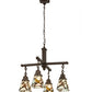 Meyda Lighting Backyard Friends 24" 4-Light Mahogany Bronze Chandelier With Multi-Colored Shade Glass