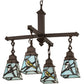Meyda Lighting Backyard Friends 24" 4-Light Mahogany Bronze Chandelier With Multi-Colored Shade Glass