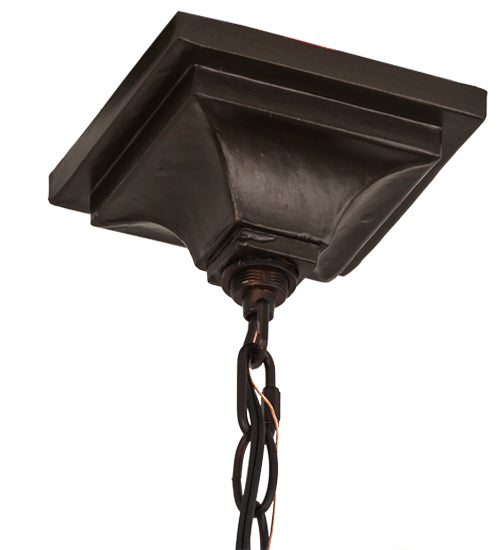 Meyda Lighting Backyard Friends 24" 4-Light Mahogany Bronze Chandelier With Multi-Colored Shade Glass