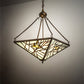 Meyda Lighting Backyard Friends 29" 4-Light Antique Copper Inverted Pendant Light With Multi-Colored Stained Shade Glass