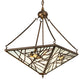 Meyda Lighting Backyard Friends 29" 4-Light Antique Copper Inverted Pendant Light With Multi-Colored Stained Shade Glass