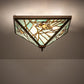 Meyda Lighting Backyard Friends 30" 4-Light Antique Copper Flush Mount Light With Blue & Yellow Stained Shade Glass