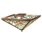 Meyda Lighting Backyard Friends 30" 4-Light Antique Copper Flush Mount Light With Blue & Yellow Stained Shade Glass