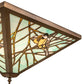 Meyda Lighting Backyard Friends 30" 4-Light Antique Copper Flush Mount Light With Blue & Yellow Stained Shade Glass
