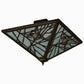 Meyda Lighting Backyard Friends 30" 4-Light Antique Copper Flush Mount Light With Multi-Colored Stained Shade Glass