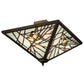 Meyda Lighting Backyard Friends 30" 4-Light Antique Copper Flush Mount Light With Multi-Colored Stained Shade Glass