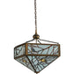 Meyda Lighting Backyard Friends 30" 4-Light Antique Copper Inverted Pendant Light With Amber and Blue Shade Glass