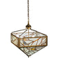 Meyda Lighting Backyard Friends 30" 4-Light Antique Copper Inverted Pendant Light With Amber and Blue Shade Glass