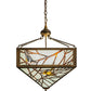 Meyda Lighting Backyard Friends 30" 4-Light Antique Copper Inverted Pendant Light With Amber and Blue Shade Glass