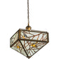 Meyda Lighting Backyard Friends 30" 4-Light Antique Copper Inverted Pendant Light With Amber and Blue Shade Glass